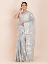 KAVVYA  GREY ORGANZA SAREE